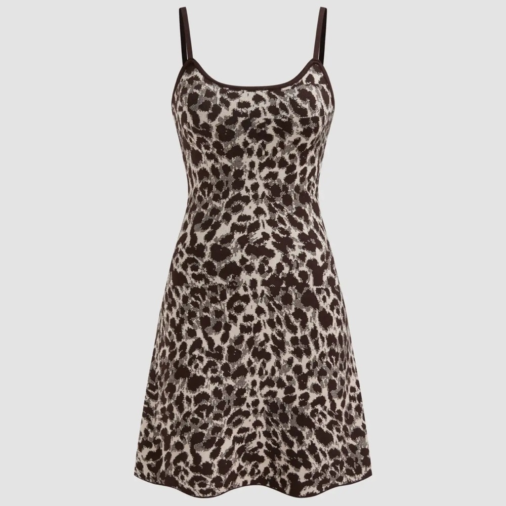 Cider Brown and Cream Leopard Print Mini Dress